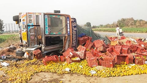 संत्री वाहतुकीचा ट्रक उलटून एकजण ठार