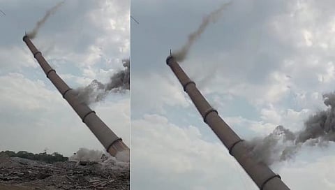 Beed News : अखेरचा अवशेषही जमीनदोस्त: परळी वैजनाथ थर्मलची तिसरी चिमणी पाडली