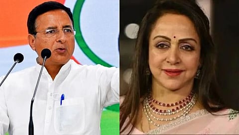 काँग्रेस नेते रणदीप सुरजेवाला. दुसर्या छायाचित्रात भाजप नेत्या हेमा मालिनी. ( संग्रहित छायाचित्र)