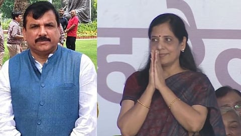 तुरुंगातून सुटल्यानंतर आप नेते संजय सिंह यांनी घेतली सुनीता केजरीवाल यांची भेट