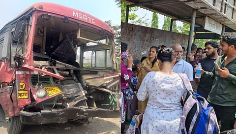 एसटी आणि कंटेनरचा भीषण अपघात