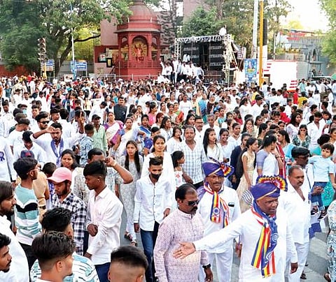 शहरात आंबेडकरांच्या विचारांचा जागर; भीमगीतांसह बाबासाहेबांच्या नावाचा जयघोष