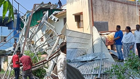 निपाणी शहराला वादळी पावसाचा तडाखा