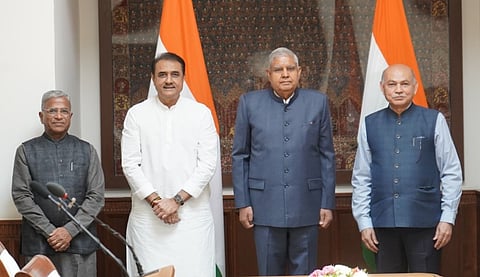 Praful Patel : राष्ट्रवादी काँग्रेस अजित पवार गटाचे नेते प्रफुल पटेलांनी घेतली राज्यसभा सदस्यत्वाची शपथ