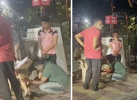 पोलिसांची शिरजोरी ! वाहतूक नियमांचा भंग; पाय दाबण्याची शिक्षा