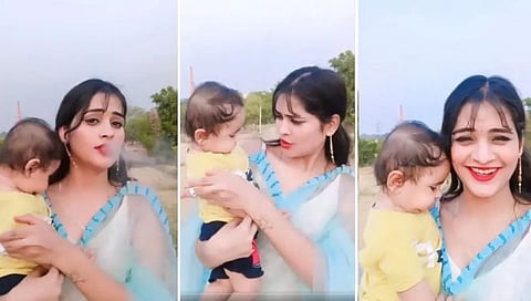 रील्ससाठी काहीही; हातात बाळ अन् सोबत सिगारेटही