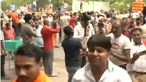 Protest by MP Asaduddin Owaisi