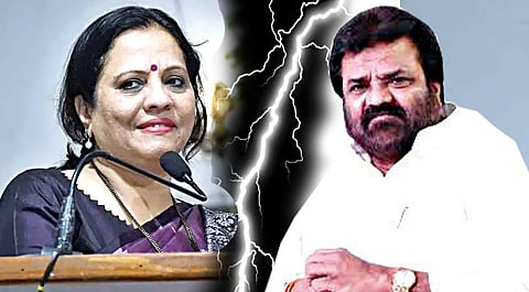 MLA Devayeni Farande and former MLA Vasant Gite