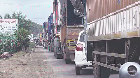 Traffic jam on Chakan-Shikrapur road