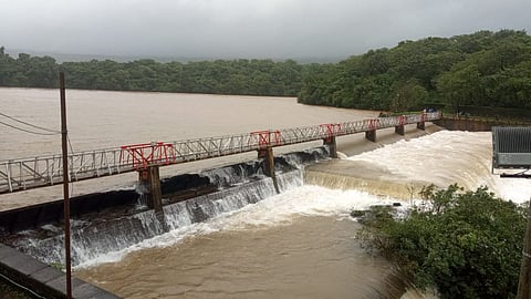 Radhanagari Dam : Low rainfall; Gate No. 3 of Radhanagari Dam closed