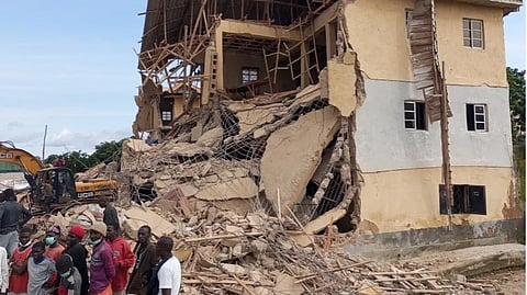 Collapsed school building in Nigeria