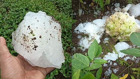 A ball of snow fell from the sky in Domewadi of Otur