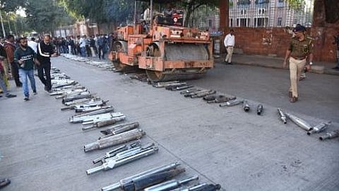 bullet silencers crushed Nagpur