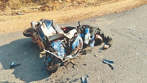 Borewell truck bike accident