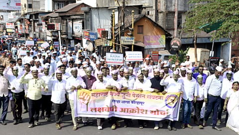 Old Pension Association's protest for pending demands of teachers