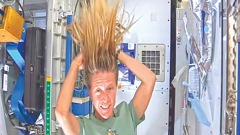 Hair washing in space