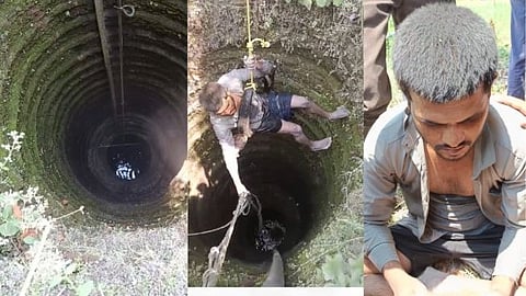 The young man fell into an underground well