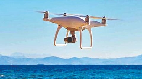 Drone captures boats