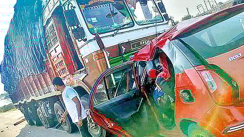 Car truck accident