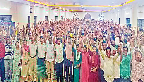 Villagers' Elgar at a special meeting in Harmal