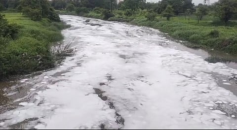 Uttarshiv river foam pollution