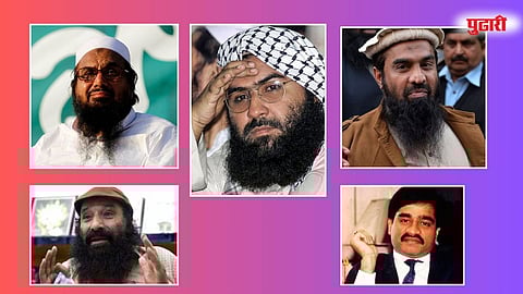 Hafiz Saeed, Masood Azhar, Zakiur Rehman Lakhvi, Syed Salahuddin, Dawood Ibrahim