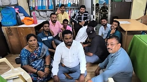 Contract workers protest