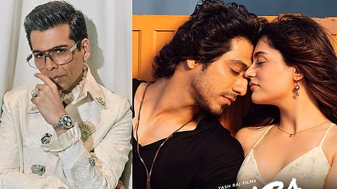 image of Karan Johar and saiyaara movie poster