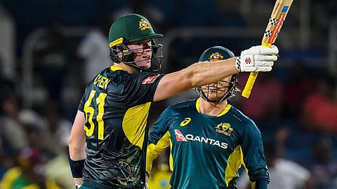 AUS vs WI 1st T20 Mitchell Owen debut half fifty against West Indies in Jamaica