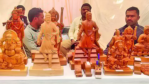 teak wood carved sculptural decorations