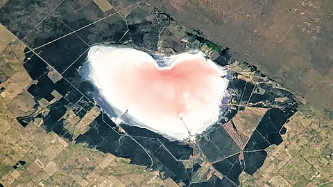 Heart-Shaped Pink Lake