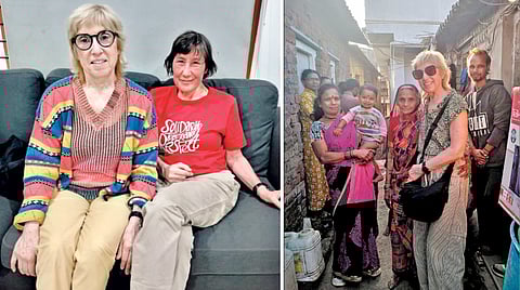 कोल्हापूर : 1) इव्होना त्याझकोवाका आणि मार्था पॉल्युच. 2) 80 वर्षांपूर्वी वळिवडे कॅम्पमध्ये पाणी भरणार्या रमाबाई कांबळे यांच्यासोबत इव्होना त्याझकोवाका.