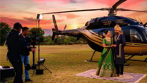 Helicopter pre wedding shoot