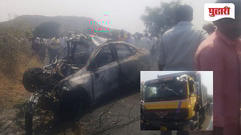 Beed accident | आष्टी तालुक्यात काळजाचा थरकाप उडवणारा अपघात; हायवा-कारच्या धडकेत मायलेकाचा होरपळून मृत्यू