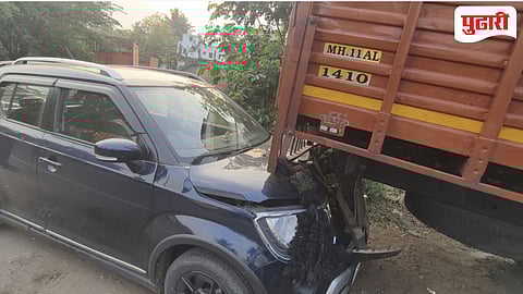 तेरवाड मार्गावर अपघातांची मालिका सुरूच; डुलकीमुळे कारची आयशरला धडक, जीवितहानी टळली