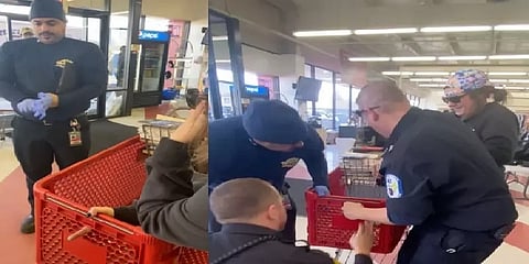 கூடையில் சிக்கிய பெண்ணின் விரல்.. விரைந்த போலீஸ்: சூப்பர் மார்க்கெட்டில் நடந்த பரபரப்பு!