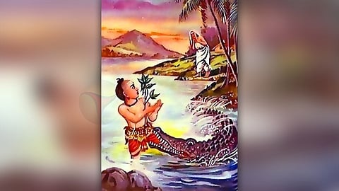 சங்கரர் முதலையிடம் அகப்படுதல்