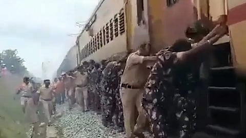 Push Train Coach Away From Fire