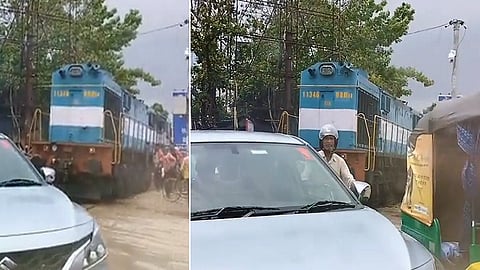 UP Train struck in traffic