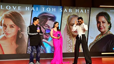 Karan Johar with Alia Bhatt and Ranveer Singh