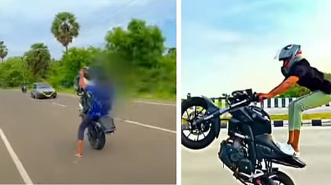 தென்காசி - ஆபத்தான பைக் சாகசம்