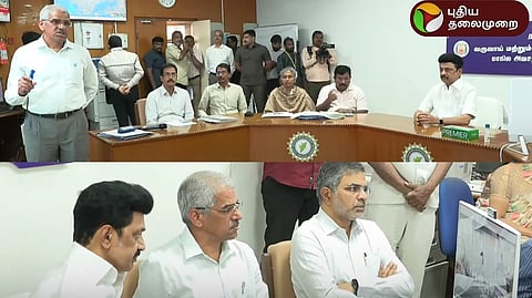 மாநில அவசரகால கட்டுப்பாட்டு அறையில் அதிகாரிகளுடன் முதலமைச்சர் மு.க.ஸ்டாலின் ஆய்வு