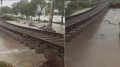 அடித்துச் செல்லப்பட்ட தண்டவாளம்