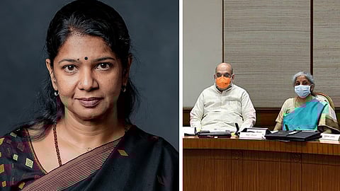 கனிமொழி - அமித் ஷா - நிர்மலா சீதாராமன்