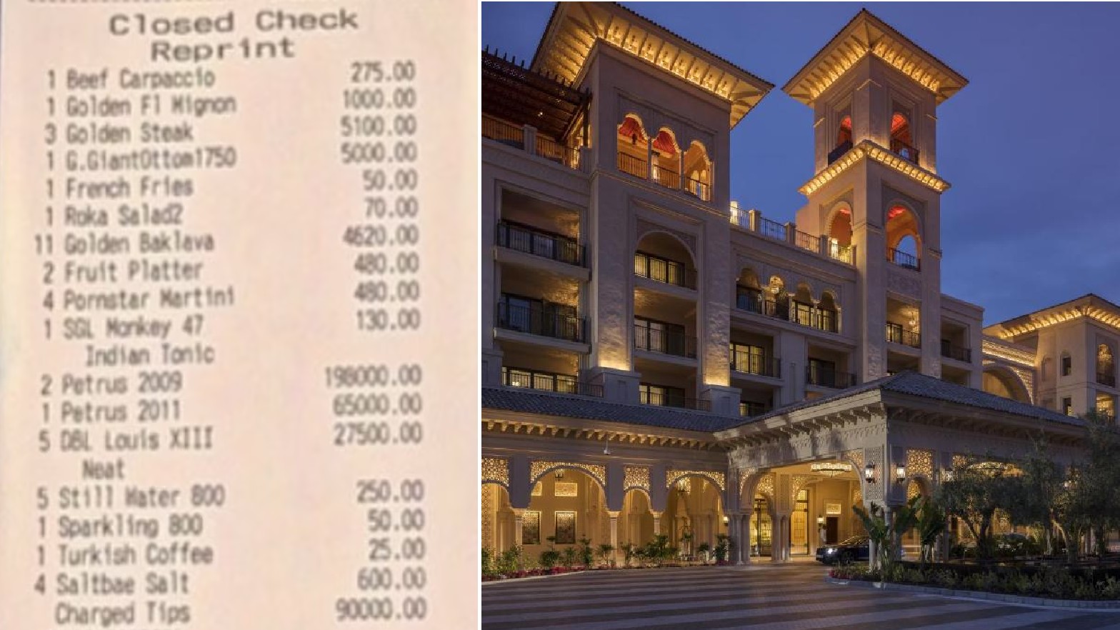 90 லட்சம் பில்... டிப்ஸ் மட்டும் 20 லட்சம்!