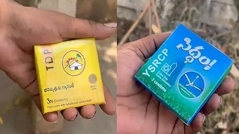 தேர்தல் பிரசாரத்திற்காக இலவச காண்டம் பாக்கெட் கொடுக்கும் அரசியல் கட்சிகள்