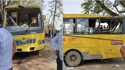 ஹரியானா | விபத்துக்குள்ளான பள்ளி பேருந்து