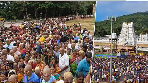 45 மணி நேரம், 7 கி.மீ. வரிசையில் காத்திருக்கும் பக்தர்கள்