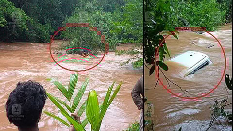 ஆற்றில் அடித்துச்செல்லப்பட்ட கார்