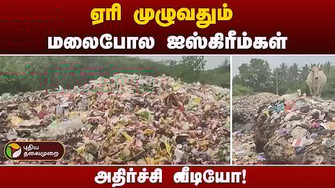 ஏரியில் கொட்டப்பட்ட குப்பைகள்